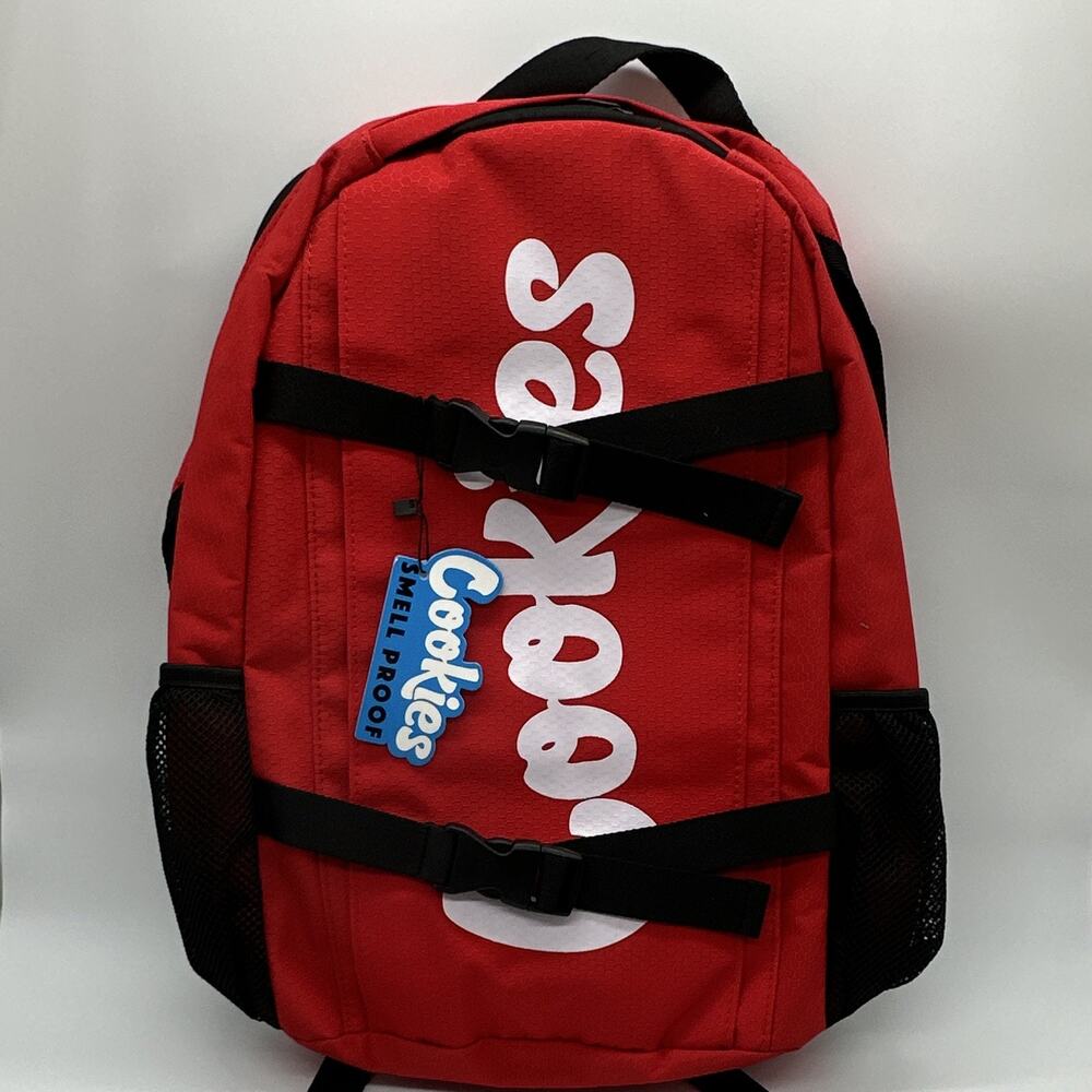Cookies Smell Proof Red/Black Logo Backpack w/ Bottle Pocket